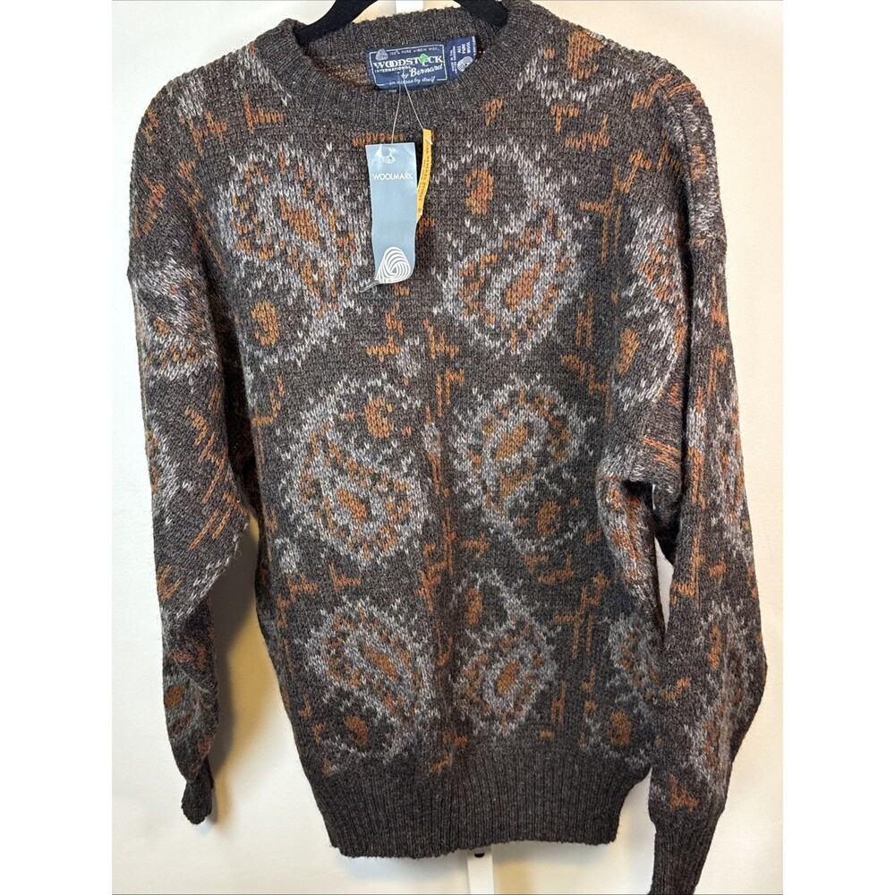 Vintage New Woodstock Int. Bernard Sweater Shetland Wool Men's L Large Deadstock